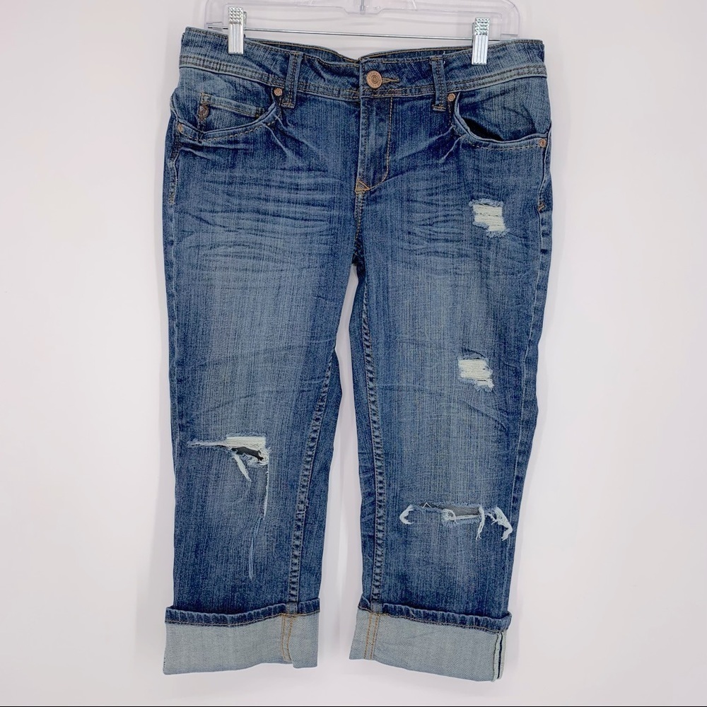 Vigoss Embroidered Thick Stitch Destroyed Crop